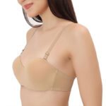 Womens Nylon -Spandex Blend Ultra comfort Seemless Multyway Padded T- shirt bra - Image 2