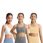 Pack 3 Sports Bra for Women & Girls, Cotton Non-Padded Full Coverage Beginners Activewear Training Bra for Teenager Kids Bra