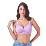 Womens Non Padded Non Wired Bra Soft Breathable Everyday Comfort Bra Floral Jacquard Fabric  Adjustable Straps Back Closure Support Bra