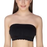 Women’s Nylon Spandex Solid Tube Bra Padded Wire Free Stretchable Seamless Strapless Breathable Pull On Bandeau Bralette Bras Free Size