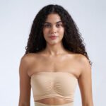 Women's Seamless Bandeau Bra, Wirefree Non-Padded, Strapless with Detachable Tranparent Straps, Full Coverage